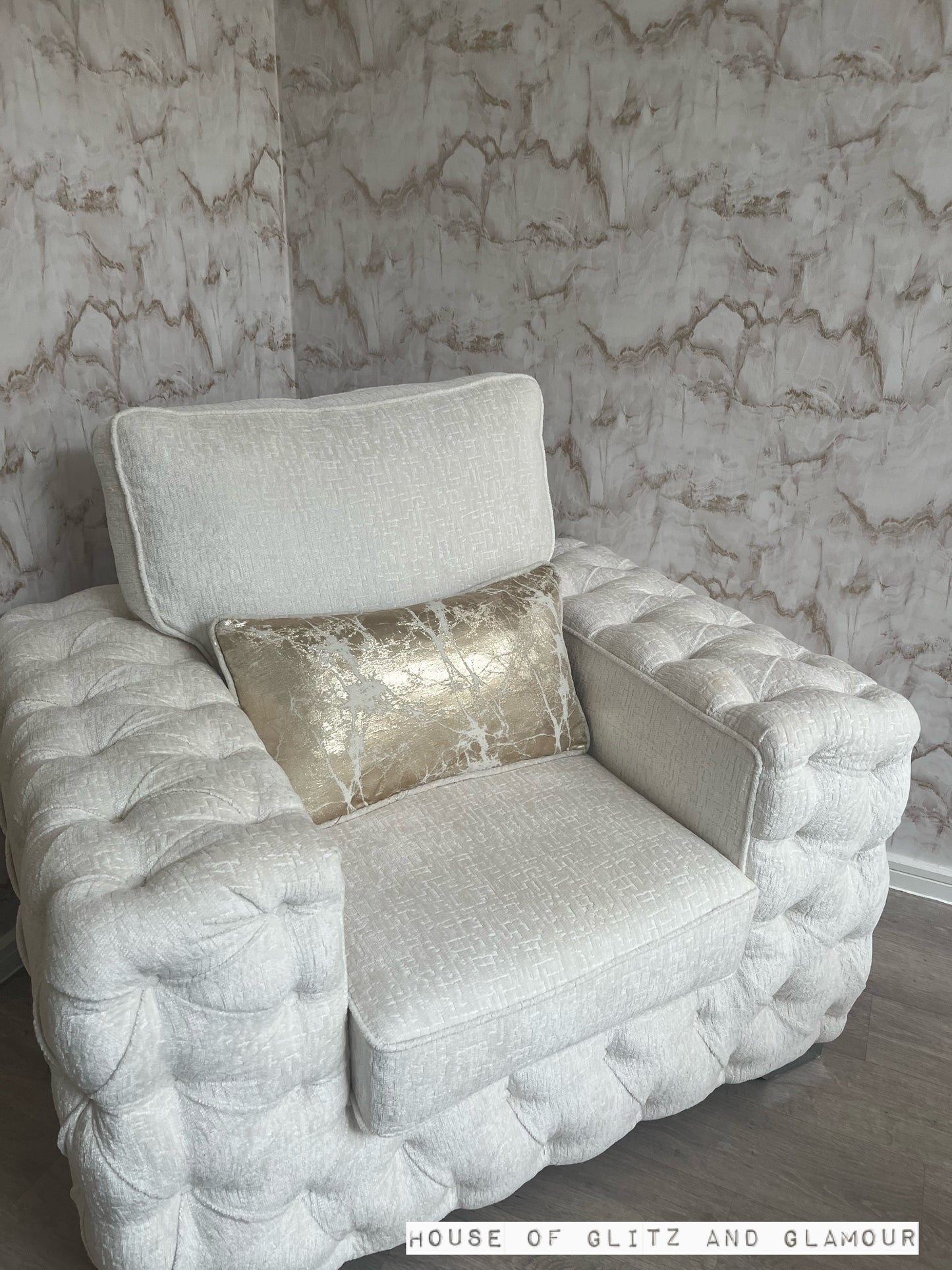 Paris Reversible Cushion in Beige / Gold
