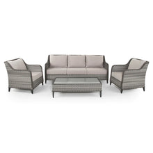 Load image into Gallery viewer, Camden 3 Seater Sofa with 2 Armchairs and Coffee Table in Grey Rattan