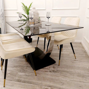 Jupiter 1.6 Chrome Dining Table with Black Sintered Stone Top