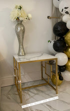 Load image into Gallery viewer, Vogue Gold Lamp Table with Polar White Sintered Top