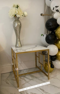 Vogue Gold Lamp Table with Polar White Sintered Top