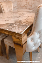 Load image into Gallery viewer, Louis Cream Dining Table With Gold Legs And Pandora Marble Top