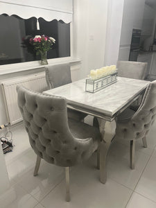 1.2m Louis White Marble & Stainless Steel Dining Table