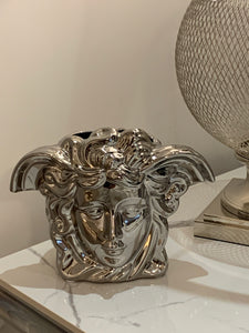 Large Silver Silver Medusa Vase