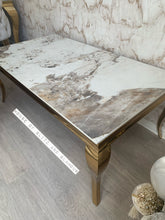 Load image into Gallery viewer, Louis Cream Coffee Table With Gold Legs And Pandora Sintered Top (130cm x 70cm)