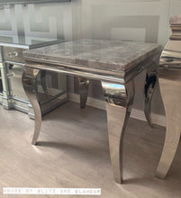 Load image into Gallery viewer, Louis Silver Marble &amp; Stainless Steel Lamp / Side Table