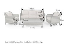 Load image into Gallery viewer, Camden 3 Seater Sofa with 2 Armchairs and Coffee Table in Brown Rattan