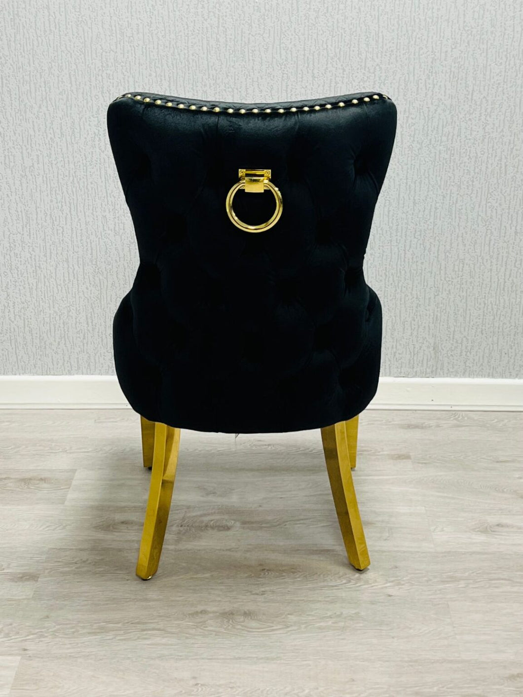 Giselle Black & Gold Velvet Ring Knocker Dining Chair