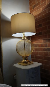 78cm Round Wire Mesh Base Table Lamp with Champagne Shade
