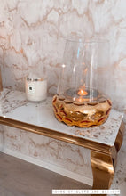 Load image into Gallery viewer, Louis Cream Console Table With Gold Legs And Sintered Pandora Top 140cm x 40cm x 75cm
