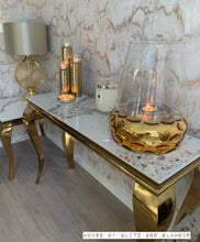Load image into Gallery viewer, Louis Cream Console Table With Gold Legs And Sintered Pandora Top 140cm x 40cm x 75cm