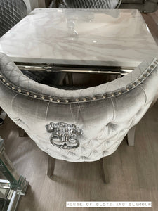 Valentina Brushed Silver Velvet Lion Knocker Dining Chair