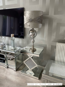 Glitz And Glamour Silver Mirror Lamp Side Table