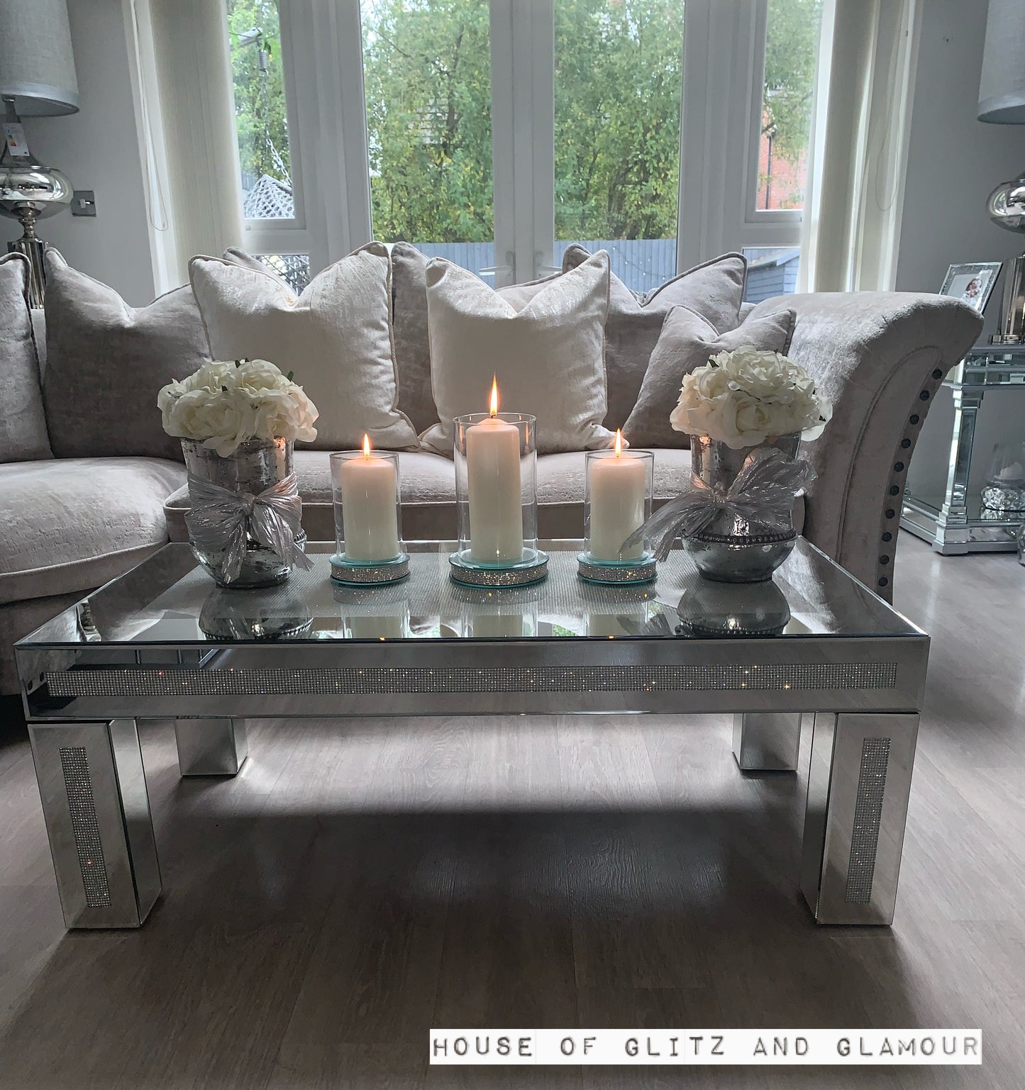 Glitz And Glamour Silver Mirror Coffee Table 110cm x 60cm