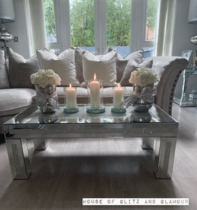 Glitz And Glamour Silver Mirror Coffee Table 110cm x 60cm