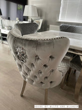 Load image into Gallery viewer, Valentina Brushed Silver Velvet Lion Knocker Dining Chair