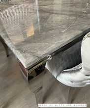 Load image into Gallery viewer, Louis Grey Square 1m x 1m Marble &amp; Stainless Steel Dining Table