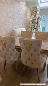 Louis Cream Dining Table With Gold Legs And Pandora Marble Top