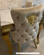 Load image into Gallery viewer, Giselle Cream Gold Lion Knocker Dining Chair