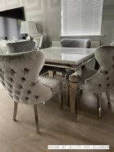 Load image into Gallery viewer, Valentina Brushed Silver Velvet Lion Knocker Dining Chair