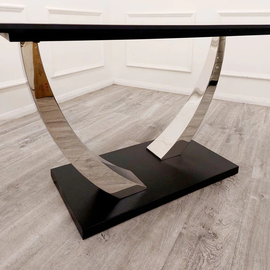 Jupiter 1.6 Chrome Dining Table with Black Sintered Stone Top