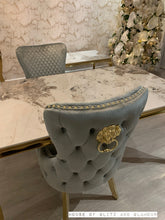 Load image into Gallery viewer, Louis Cream Dining Table With Gold Legs And Pandora Marble Top