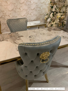 Louis Cream Dining Table With Gold Legs And Pandora Sintered Top