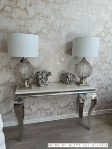 Louis Cream Marble & Chrome Console Table 120cm x 40cm x 75cm