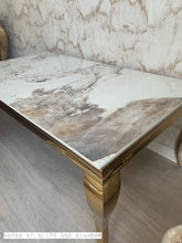 Load image into Gallery viewer, Louis Cream Coffee Table With Gold Legs And Pandora Sintered Top (130cm x 70cm)