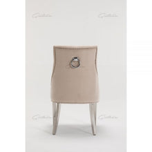 Load image into Gallery viewer, Cream Italian French Velvet Chrome Knocker Back Dining Chair