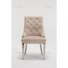 Load image into Gallery viewer, Cream Italian French Velvet Chrome Knocker Back Dining Chair