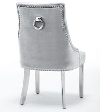 Load image into Gallery viewer, Shimmer Grey Italian French Velvet Chrome Knocker Back Dining Chair