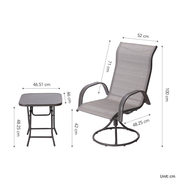 3 Piece Patio Swivel Motion Set