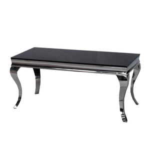 Louis Coffee Table Silver Legs with Black Glass Top The House Of