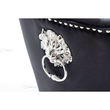 Load image into Gallery viewer, Quilted French Velvet Wing Back Lion Head Knocker Chrome Leg Dining Chair - Black