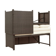 Load image into Gallery viewer, 3 Pieces Wicker Sectional Conversation Set with Cushions - Brown/White
