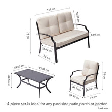 Load image into Gallery viewer, 4 Piece Patio Conversation Sofa Set