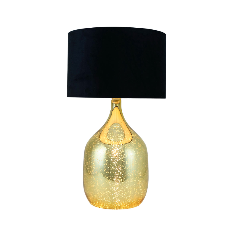 48cm Gold Glass Table Lamp With Black Shade