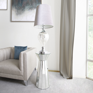 Medium Chrome Glass Regal Lamp with Grey Shade
