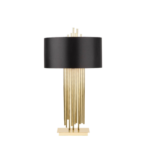 Vienna 77cm Gold Table Lamp With Black Faux Silk Shade