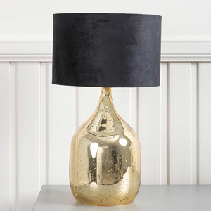 48cm Gold Glass Table Lamp With Black Shade