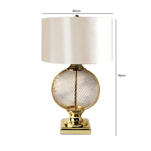 78cm Round Wire Mesh Base Table Lamp with Champagne Shade