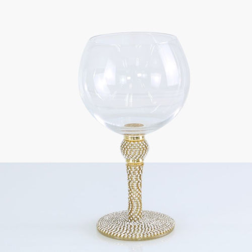 Gold Gin Glass with Diamante Ball and Stem Decoration