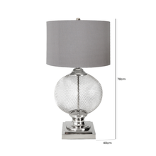 Load image into Gallery viewer, 78cm Round Wire Mesh Table Lamp With Grey Linen Shade