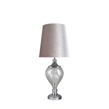 Load image into Gallery viewer, Medium Chrome Glass Regal Lamp with Grey Shade