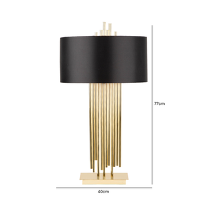 Vienna 77cm Gold Table Lamp With Black Faux Silk Shade