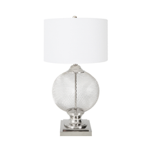 Load image into Gallery viewer, 78cm Round Wire Mesh Base Table Lamp with White Linen Shade