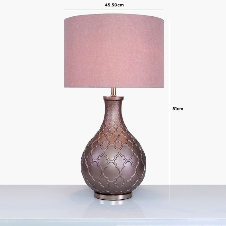 Matte Rose Gold Table Lamp With Blush Pink Shade