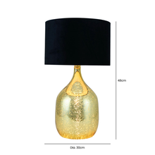 Load image into Gallery viewer, 48cm Gold Glass Table Lamp With Black Shade