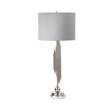 Load image into Gallery viewer, 83cm Chrome Table Lamp With Grey Shade